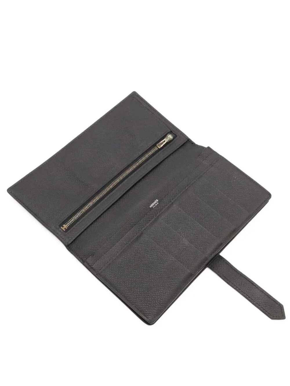 Hermes Bearn Soufflet Wallet Bifold Veau Epsom Black Silver